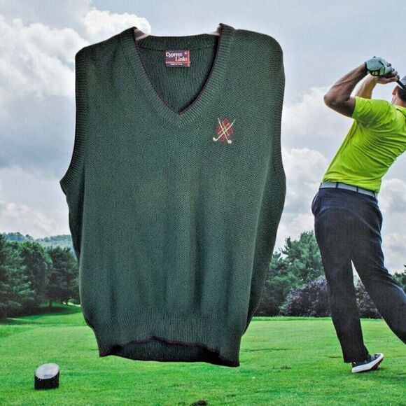 Cypress Links Other - Men's Golf Knit Vest V-Neck  Hunter Green Embroidered  LOGO Vintage Size Large